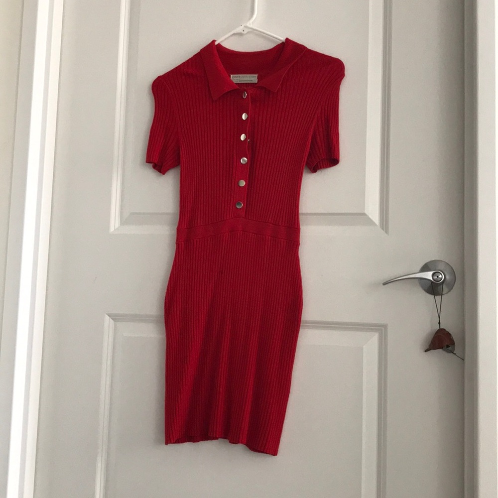 UO red knit Hillary polo dress